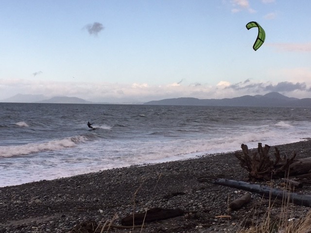 Whidbey Island - AJ on 8m with surfboard