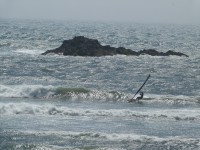 Jen on a wave at Cape Sebastian